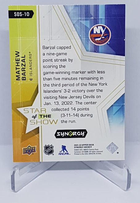 2021-22 Upper Deck Synergy Star of the Show Mathew Barzal Islanders