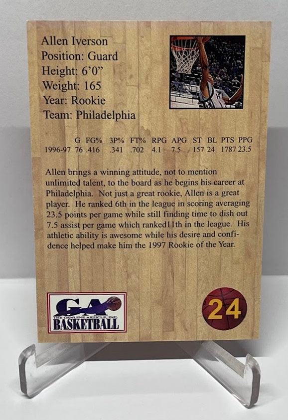 1997 The Genuine Article Hardwood Rookie of the Year Allen Iverson #24