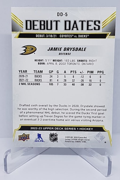 2022-23 Upper Deck Debut Dates Jamie Drysdale Ducks
