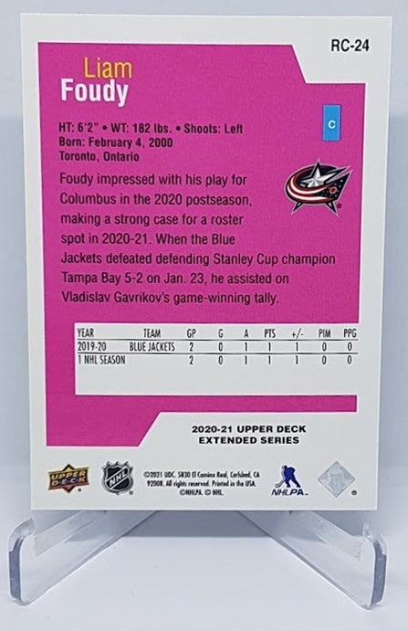 2020-21 Upper Deck Extended Series Rookie Class Liam Foudy Blue Jackets RC24