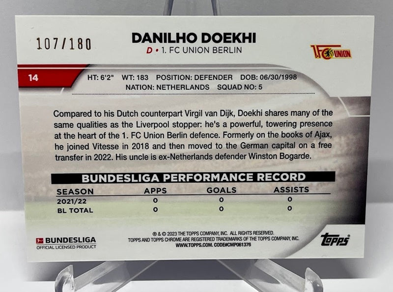 2022-23 Topps Chrome RC Danilho Doekhi Union Berlin 107/180 #14
