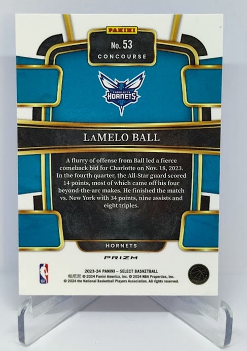 2023-24 Panini Select Cracked Ice Prizm Lamelo Ball Hornets #53