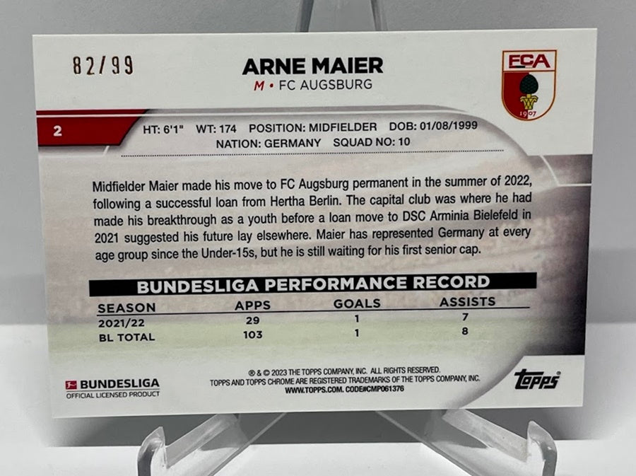 2022-23 Topps Chrome Arne Maier FC Augsburg 82/99 #2