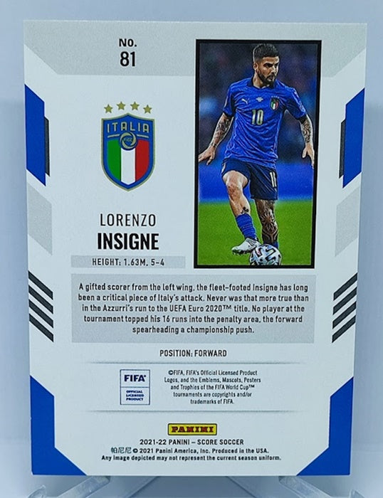 2021-22 Panini Score FIFA Purple Laser Lorenzo Insigne Italy 01/15 #81