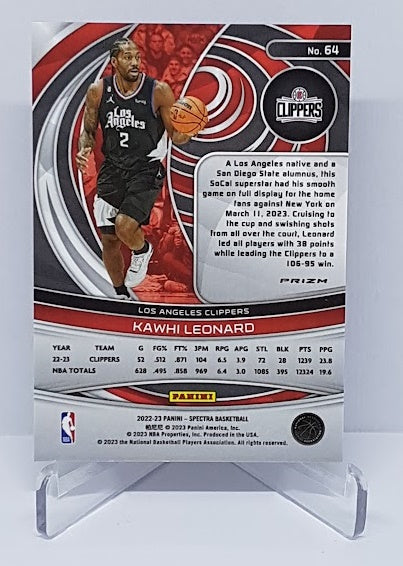 2022-23 Panini Spectra Asia Prizm Kawhi Leonard LA Clippers #64
