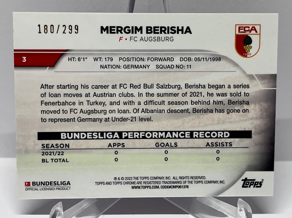 2022-23 Topps Chrome Mergim Berisha FC Augsburg 180/299 #3