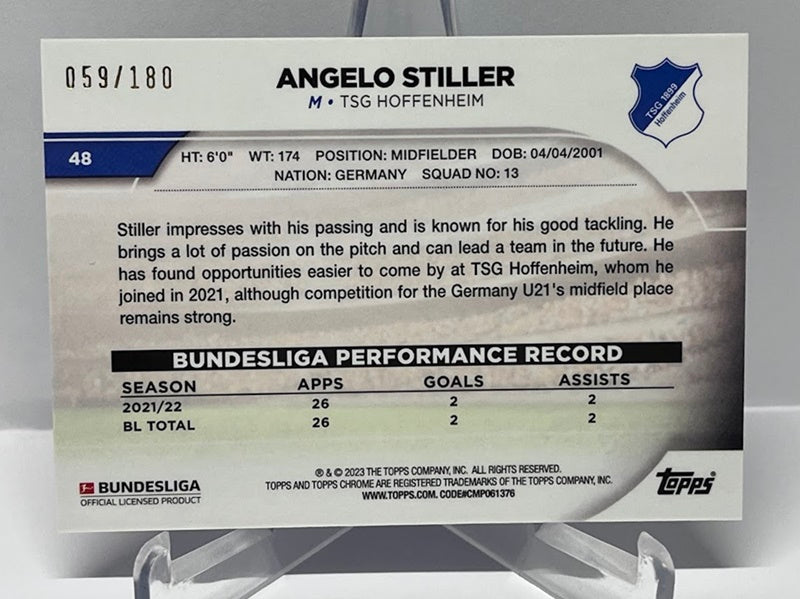 2022-23 Topps Chrome Angelo Stiller TSG Hoffenheim 059/180 #48