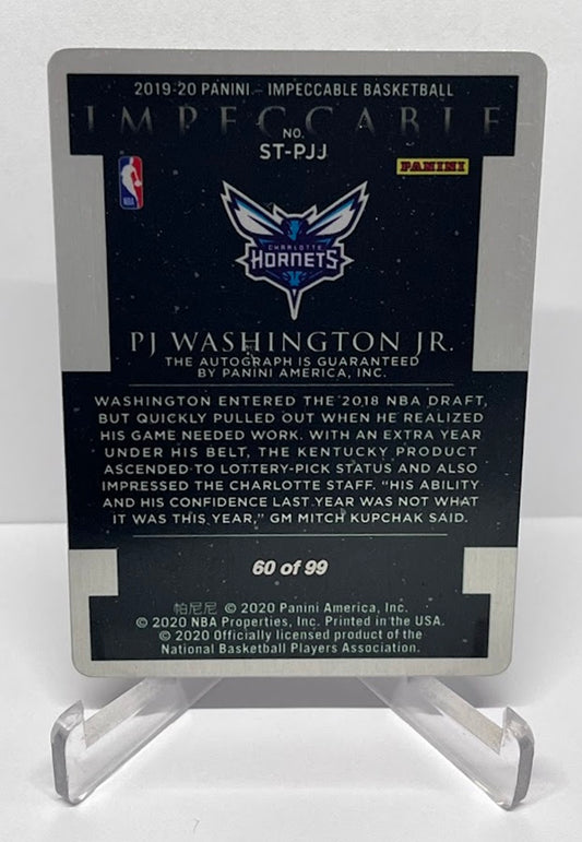2020 Panini Impeccable Stainless Stars AU on Card RC PJ Washington 60/99