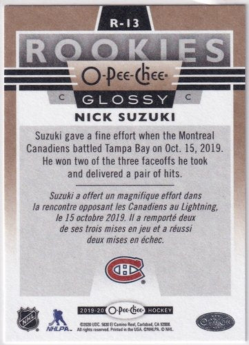 2 Card Lot 2019-20 Upper Deck Glossy RC Nick Suzuki Canadiens
