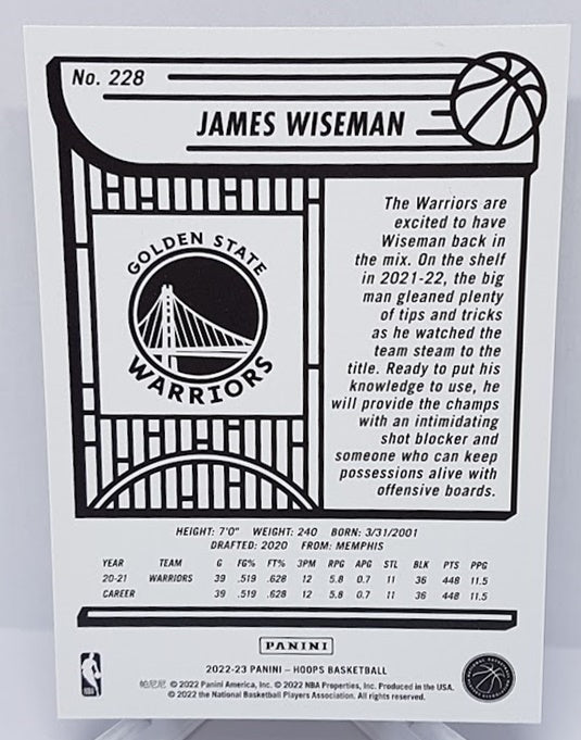2022-23 Panini Hoops Purple James Wiseman Warriors #228
