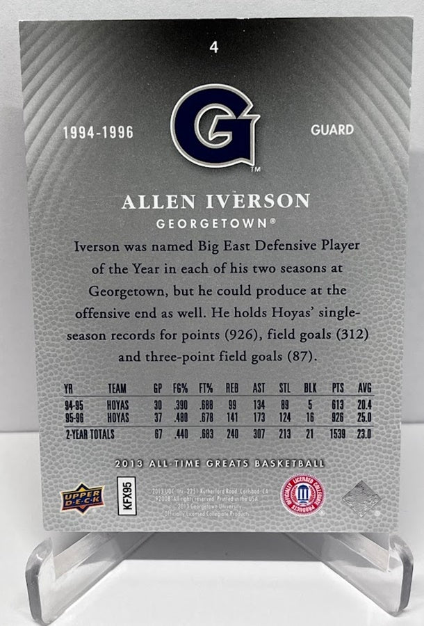2013 Upper Deck All-Time Greats Allen Iverson Hoyas 039/150 #4