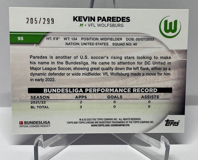 2022-23 Topps Chrome Kevin Paredes VFL Wolfsburg 205/299 #95