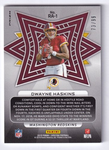 2019 Panini Spectra Prizm Aura RC Dwayne Haskins Redskins 73/99