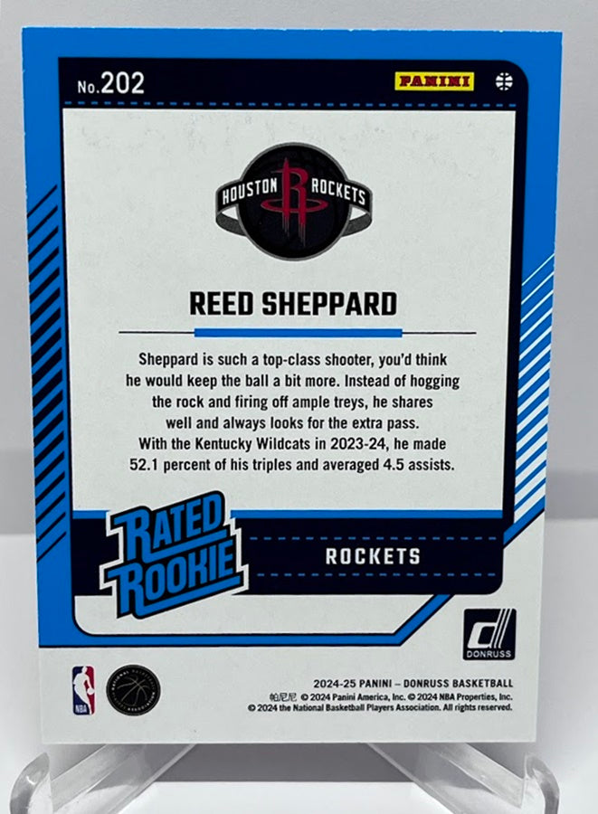 2024-25 Panini Donruss Red Laser Rated Rookie Reed Sheppard Rockets #202 *6