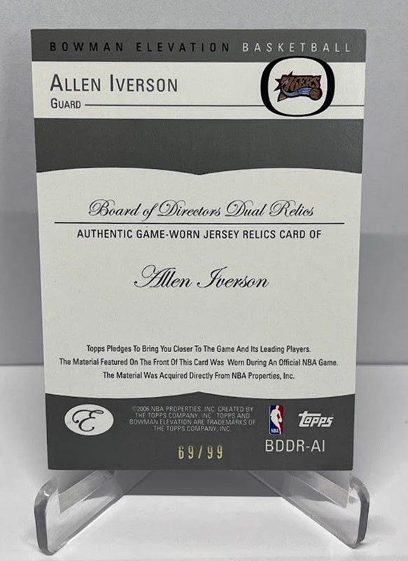 2006 Topps Bowman Elevation Dual Relics Allen Iverson 76ers 69/99