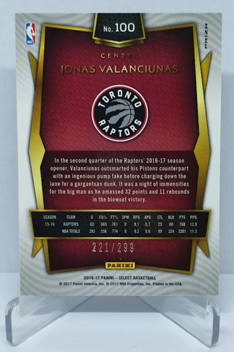 2016-17 Panini Select Blue Prizm Jonas Valanciunas Raptors 221/299 #100