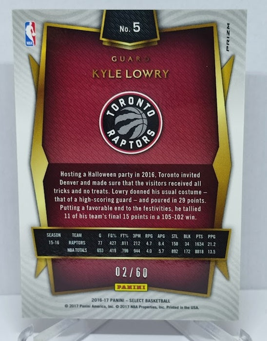 2016-17 Panini Select Orang Prizm Kyle Lowry Raptors 02/60 #5