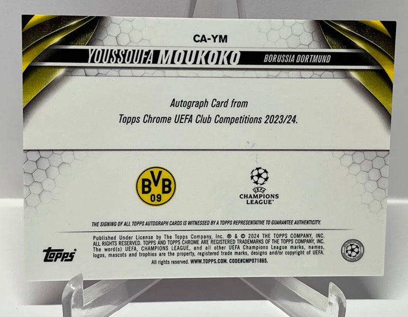2023-24 Topps Chrome UEFA Pink Shimmer AU Youssoufa Moukoko BVB 034/250