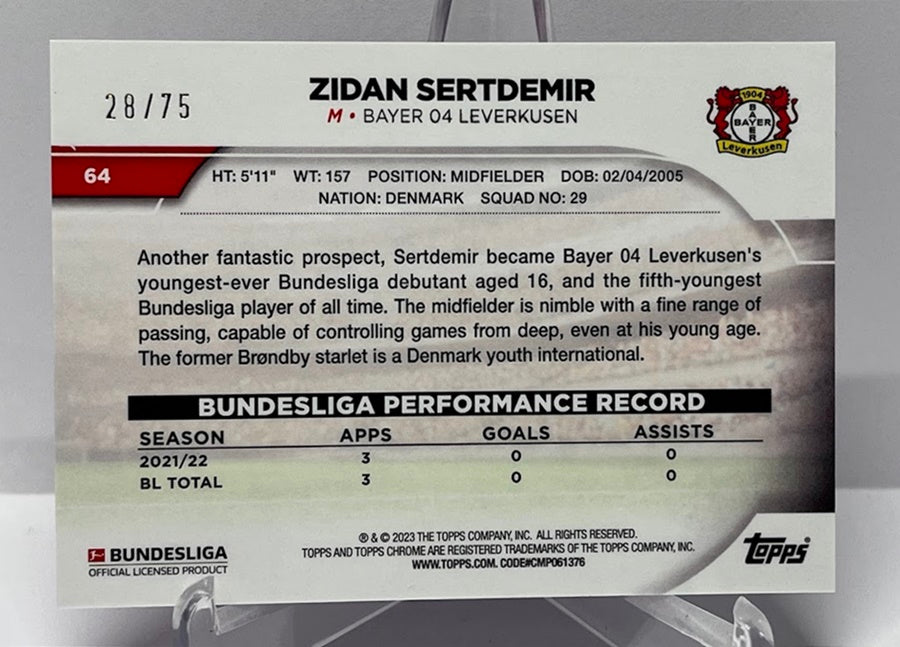 2022-23 Topps Chrome Zidan Sertdemir Leverkusen 28/75 #64