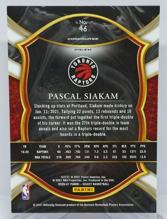 2020-21 Panini Select Silver Prizm Pascal Siakam Raptors #46