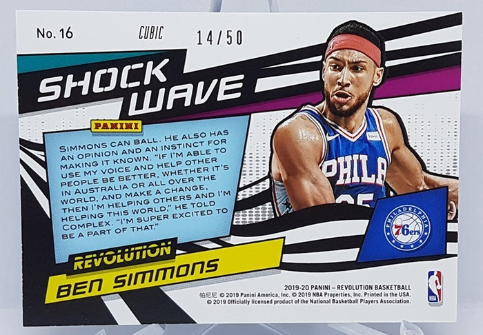 2019-20 Panini Revolution Shock Wave Cubic Ben Simmons 76ers 14/50 #16