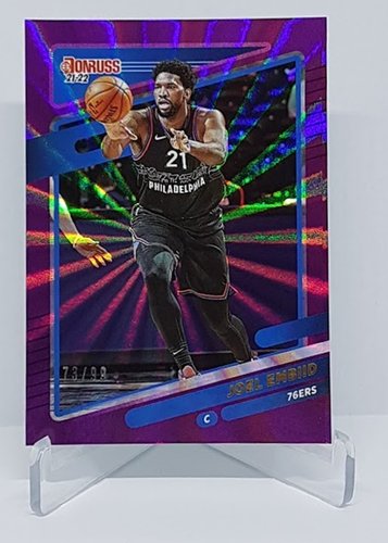 2021-22 Panini Donruss Purple Laser Joel Embiid 76ers 73/99 #1