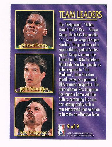 9 Card Lot 1995 Fleer Team Leaders Set 1-9