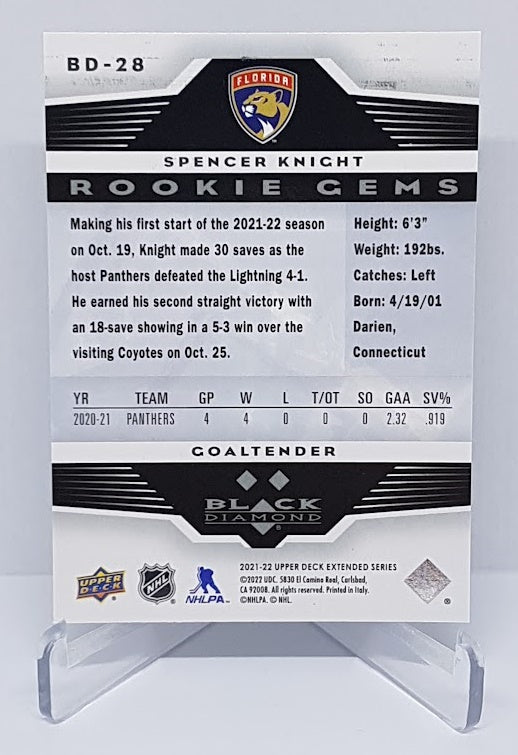 2021-22 Upper Deck Extended Series Black Diamond Spencer Knight Panthers