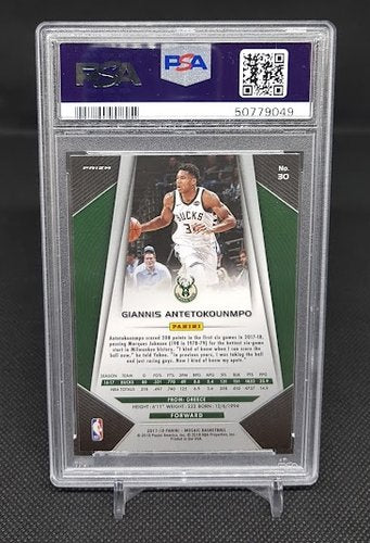 2017-18 Panini Mosaic Prizm Giannis Antetokounmpo Bucks #30 PSA 9