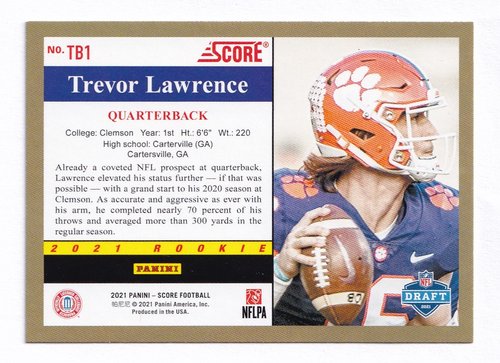 2021 Panini Score RC Trevor Lawrence Jaguars TB1