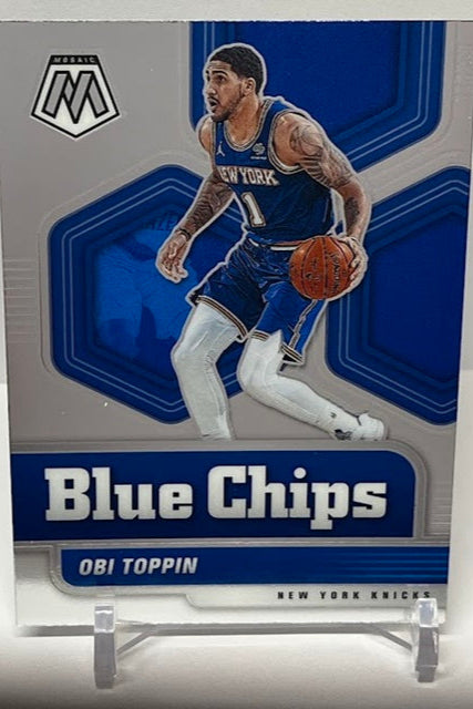 2020-21 Panini Mosaic Blue Chips Obi Toppin Knicks #10