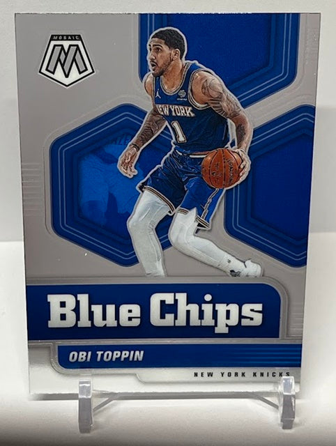 2020-21 Panini Mosaic Blue Chips Obi Toppin Knicks #10