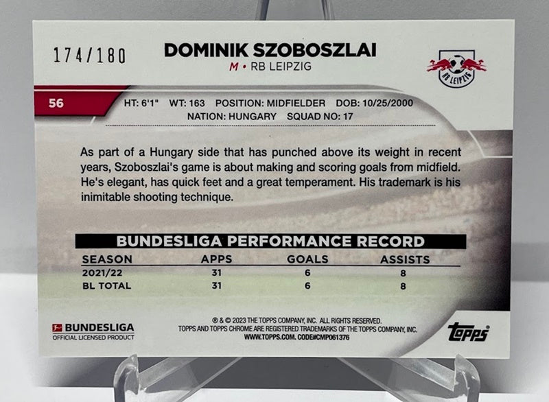 2022-23 Topps Chrome Dominik Szoboszlai RB Leipzig 174/180 #56