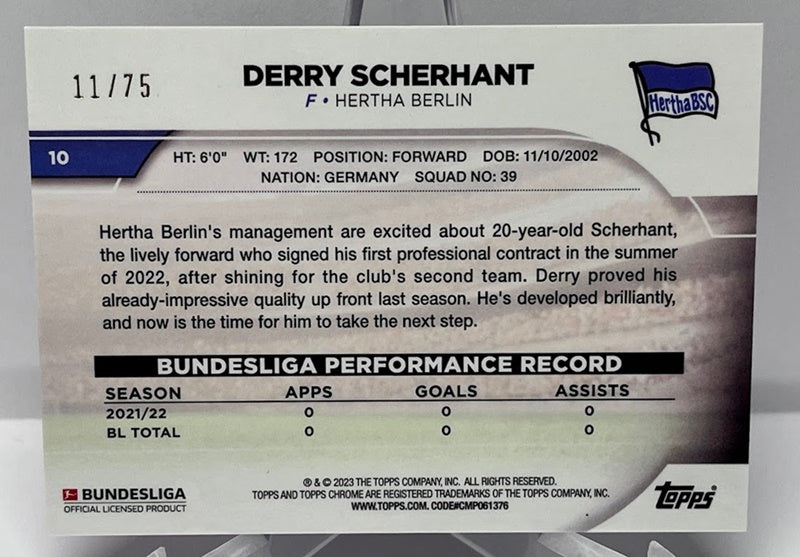 2022-23 Topps Chrome RC Derry Scherhant Hertha BSC 11/75 #10