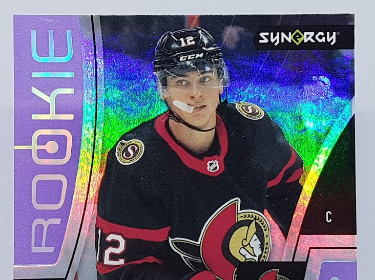 2021-22 Upper Deck Synergy AU Purple Rookie RC Shane Pinto Senators 53/99 #84