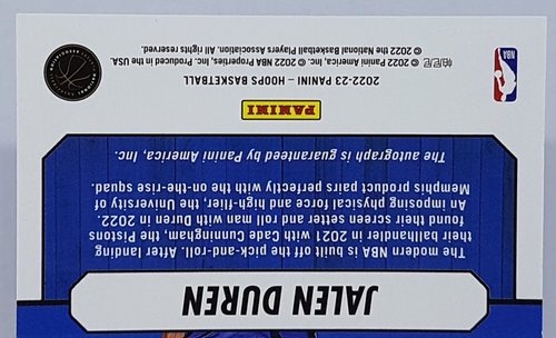 2022-23 Panini Hoops Great Significance RC Jalen Duren Pistons