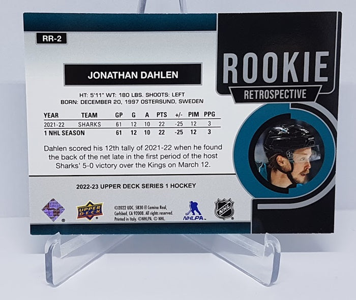 2022-23 Upper Deck Rookie Retrospective Jonathan Dahlen Sharks