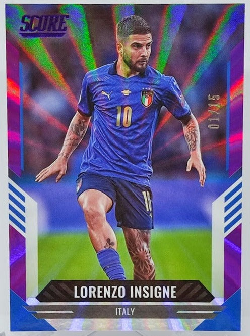2021-22 Panini Score FIFA Purple Laser Lorenzo Insigne Italy 01/15 #81