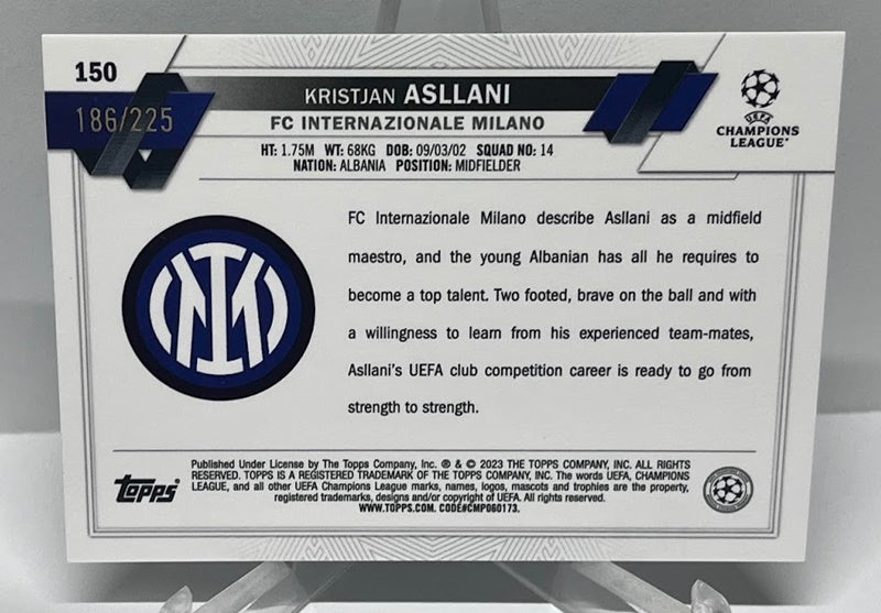 2023 Topps Chrome Night Vision RC Kristjan Asllani Milano 186/225 #150