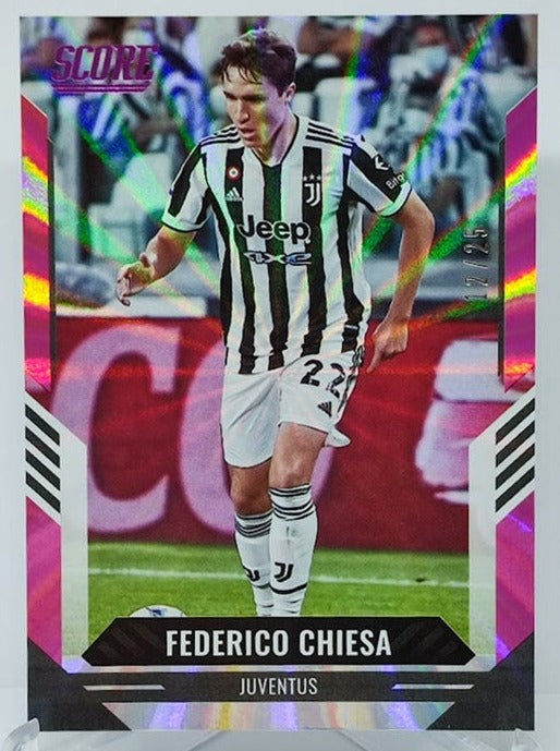 2021-22 Panini Score FIFA Pink Laser Federico Chiesa Juventus 12/25 #134