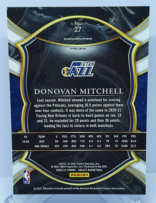 2020-21 Panini Select Cracked Ice Prizm Donovan Mitchell Utah #27