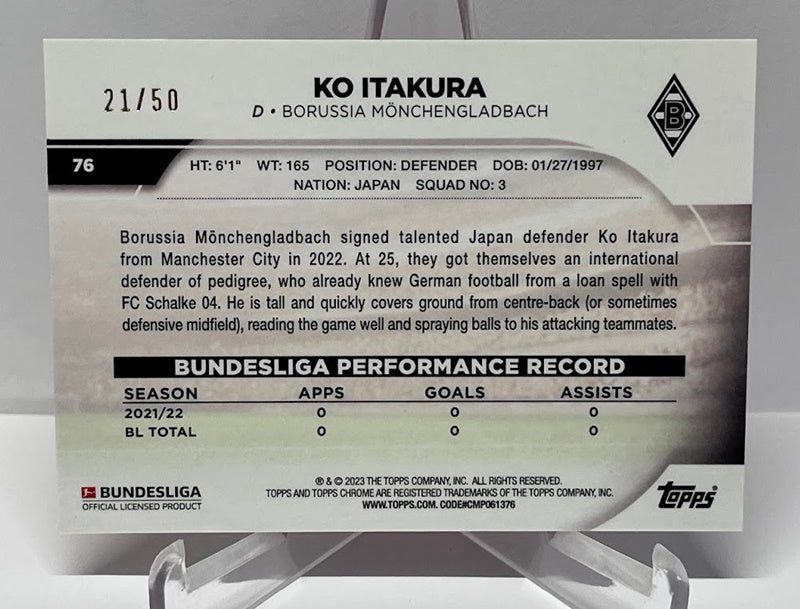 2022-23 Topps Chrome Ko Itakura Borussia Mönchengladbach 21/50 #76