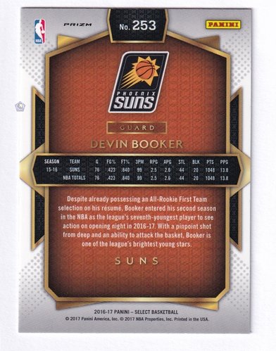 2016-17 Panini Select Silver Prizm Devin Booker Suns #253