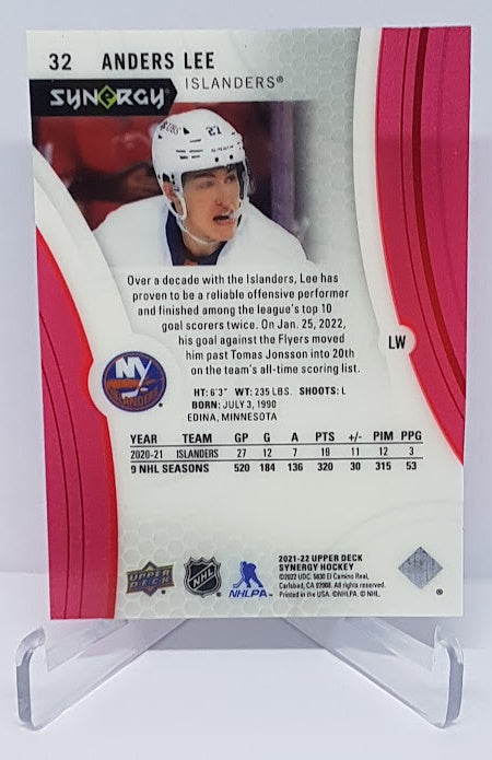 2021-22 Upper Deck Synergy Acetate Anders Lee New York Islanders #32