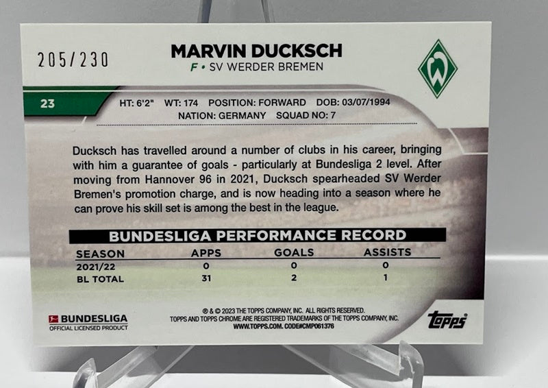 2022-23 Topps Chrome Marvin Ducksch Werder Bremen 205/230 #23