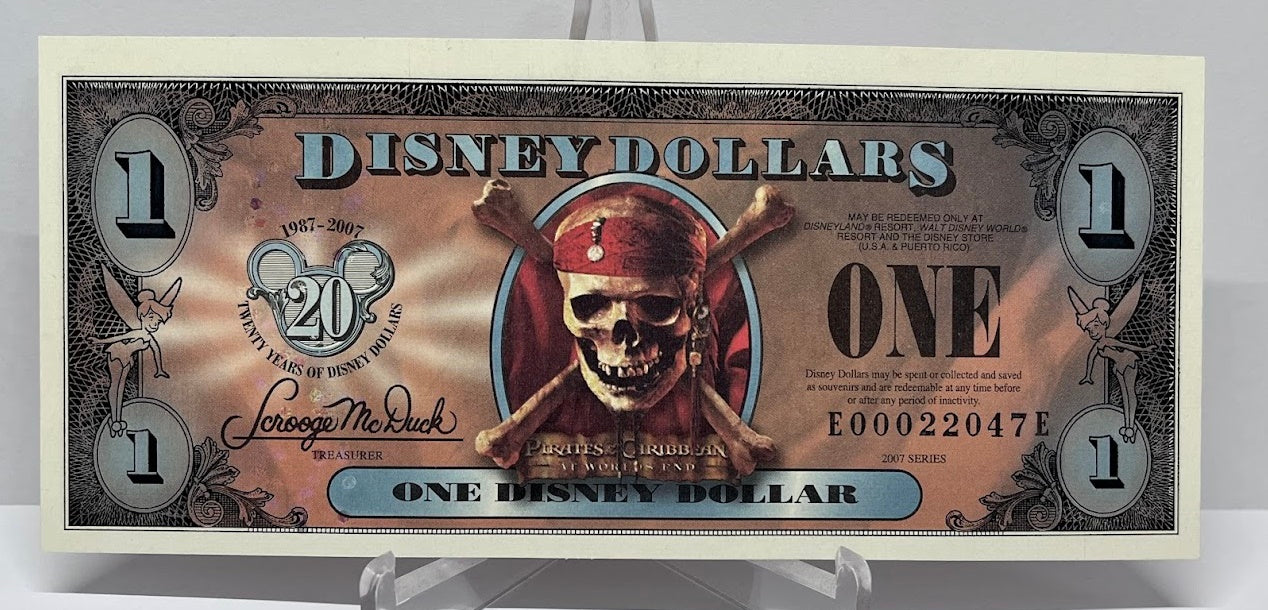 $1 Disney Dollar 20 Years 2007 Pirates of the Caribbean Empress uncirculated A