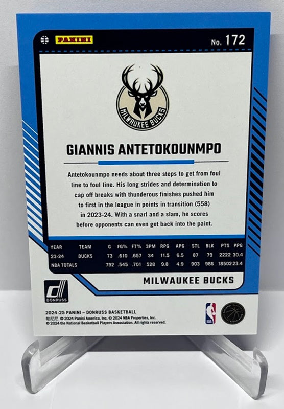 2024-25 Panini Donruss Blue Fireworks Giannis Antetokounmpo Bucks 31/85 #172 *6
