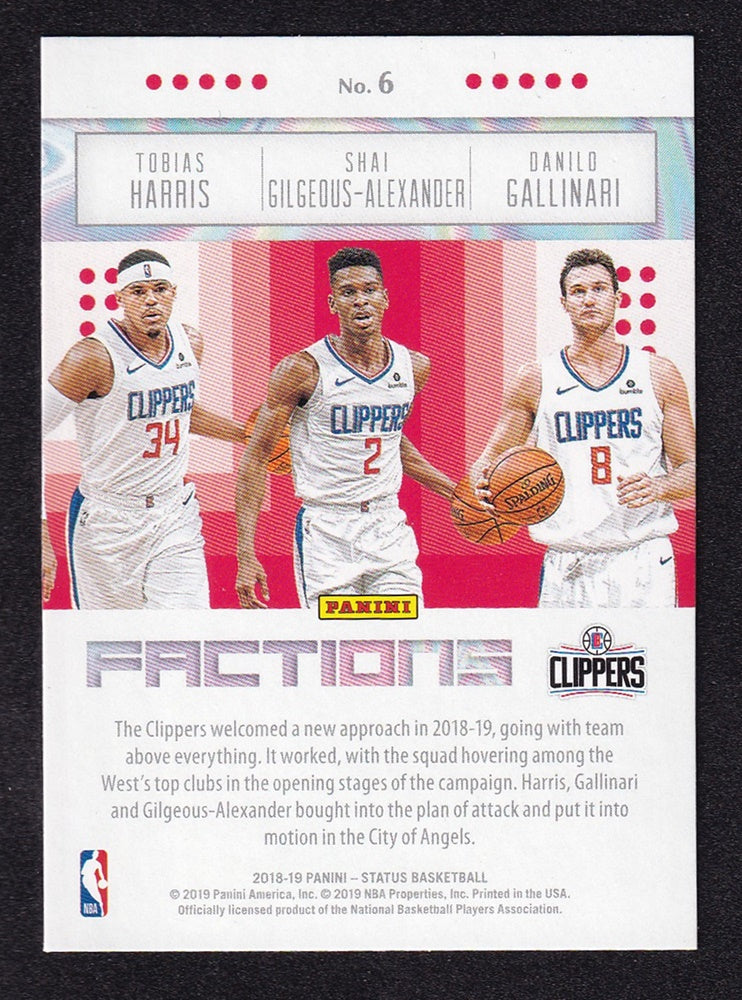 2018-19 Panini Status Harris Gilgeous-Alexander Gallinari Clippers #6