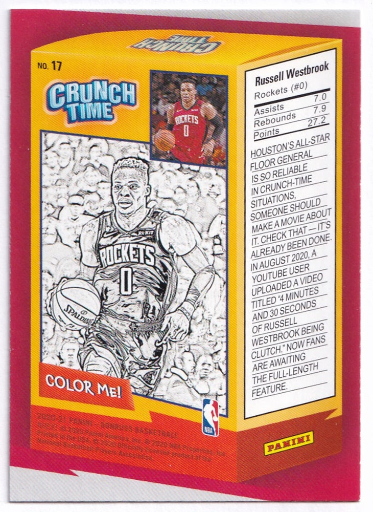 2020-21 Panini Donruss Crunch Time Russell Westbrook Rockets #17
