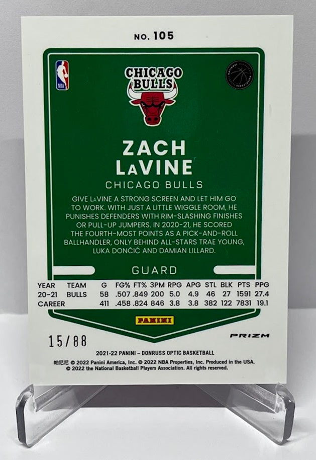 2021-22 Panini Donruss Optic Choice Red Prizm Zach LaVine Bulls 15/88 #105